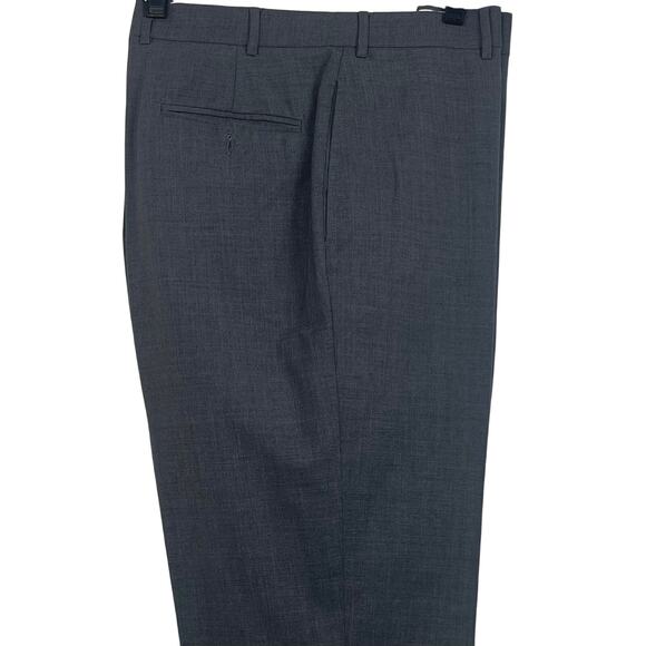 Brooks stretch dress pants mens 40x29 100% worsted wool flat front charcoal gray - Picture 2 of 9